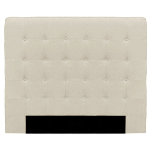 Charly Headboard Queen Natural. Upholstered queen headboard with classic button finish.  